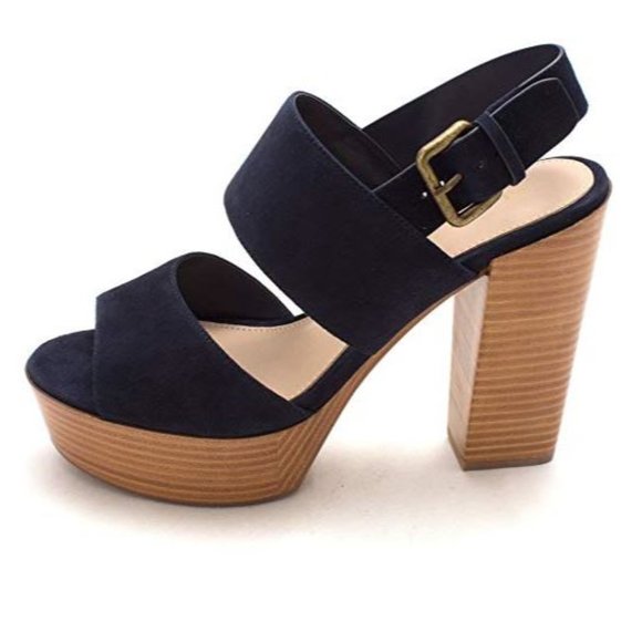 Aldo Navy Blue Platform Sandals - Picture 1 of 8